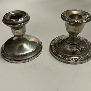Pair. Antique Sterling Silver Candle Holders